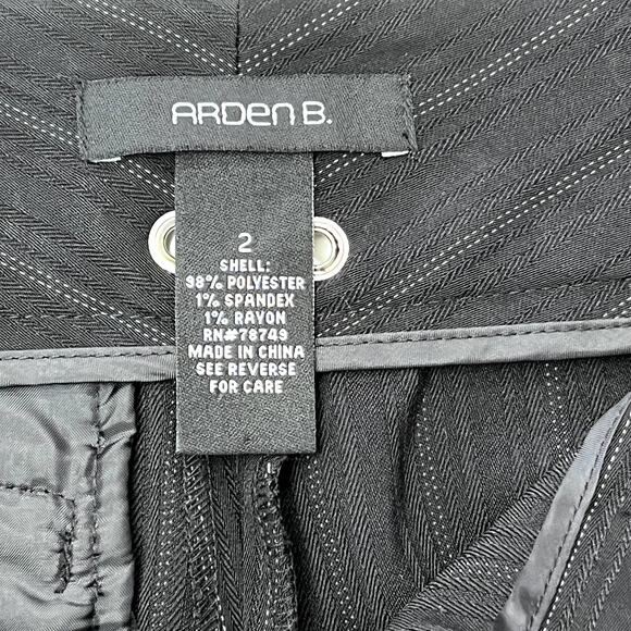 Arden B Black Pinstripe Wide Leg Trouser Pants Gromet Chain Womens 2 Black - Picture 5 of 7